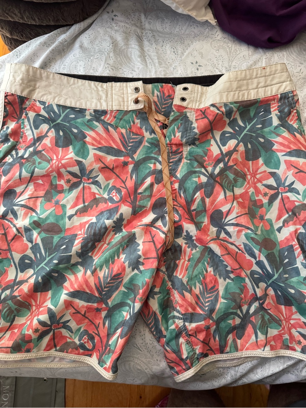 Howler Brothers Coral & Green Tropical Hybrid Shorts